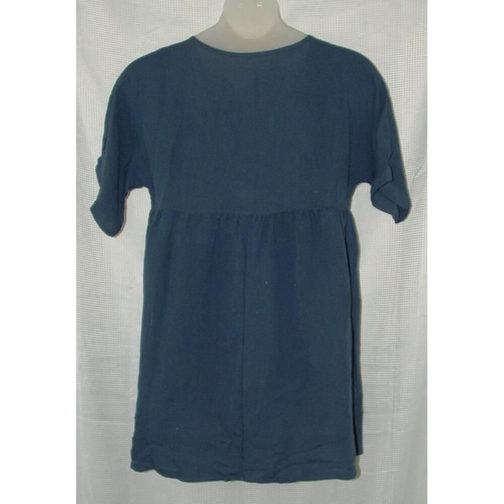 LIKE NEW Blue Sz Jr XL Casual Wear Semi Sheer V-Neck Tunic Shirt - Picture 3 of 3